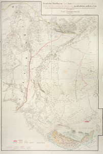 Mapa regionu Cutch w Indiach i jego granicy z sąsiednim Beludżystanem, autorstwa Carla Zimmermana, 1851